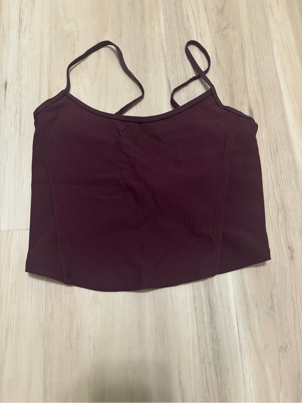 lululemon athletica Ribbed Spaghetti Strap Cropped Tank - Burgundy size xs/s